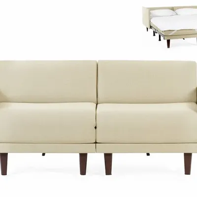 Fauteuils - Canapé lit Français 2 places PACHA DUO 140 MEDIUM accoudoirs amovibles : Coloris - Tissu / éCRU - Filo - Marfil - LIKOOLIS