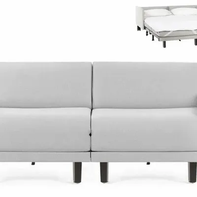 Armchairs - French sofa bed 2Seater ROLLER DUO 140 MEDIUM removable armrests : Colour - Fabric / LIGHT GREY - Filo - Light grey - LIKOOLIS