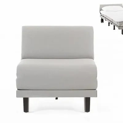Fauteuils - Fauteuil convertible Français 1 Place ROLLER 70 SMALL sans accoudoirs : Coloris - Tissu / GRIS CLAIR - Filo - Light grey - LIKOOLIS