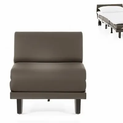 Fauteuils - Fauteuil convertible Français 1 Place ROLLER 70 SMALL sans accoudoirs : Coloris - CUIR - Gris 0819 - LIKOOLIS