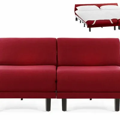 Fauteuils - Canapé lit Français 2 Places ROLLER DUO 140 SMALL sans accoudoirs : Coloris - Tissu / ROUGE - FIlo - Red - LIKOOLIS