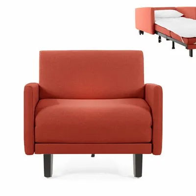 Armchairs - 1-seater French armchair bed ROLLER 70 LARGE removable armrests : Colour - Fabric / ORANGE - Filo - Orange - LIKOOLIS