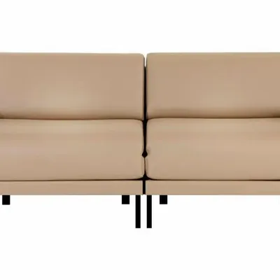 Armchairs - French 2-seater sofa bed BOSS DUO 140 MEDIUM removable armrests : Colour - LEATHER - Putty Beige 0809 - LIKOOLIS