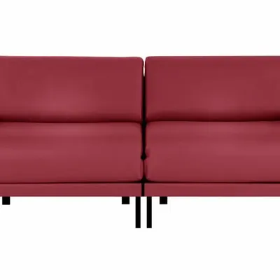 Armchairs - French 2-seater sofa bed BOSS DUO 140 MEDIUM removable armrests : Colour - LEATHER - Putty Beige 0809 - LIKOOLIS
