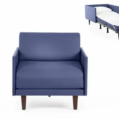 Fauteuils - Fauteuil lit Français 1 place PACHA 70 MEDIUM accoudoirs amovibles : Coloris - CUIR - Bleu 0857 - LIKOOLIS