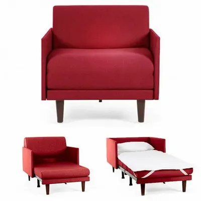 Fauteuils - Fauteuil lit Français 1 place PACHA 70 MEDIUM accoudoirs amovibles : Coloris - Tissu / ROUGE - FIlo - Red - LIKOOLIS