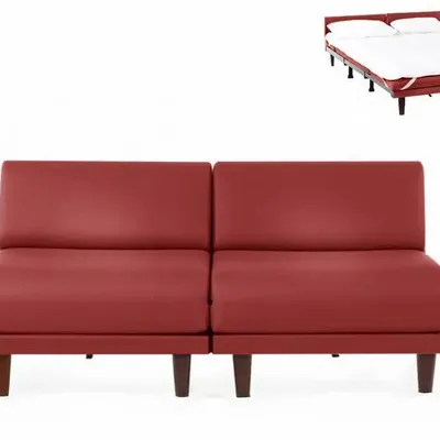 Armchairs - PACHA DUO 140 SMALL 2-seater French sofa bed without armrests : Colour - Fabric / ORANGE - Filo - Orange - LIKOOLIS