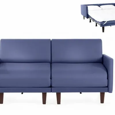 Fauteuils - Canapé lit Français 2/3places PACHA DUO 160 LARGE accoudoirs amovibles : Coloris - CUIR - Bleu 0857 - LIKOOLIS