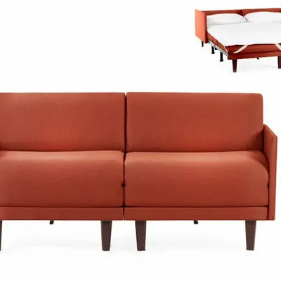 Fauteuils - Canapé lit Français 2 places PACHA DUO 140 MEDIUM accoudoirs amovibles : Coloris - Tissu / ORANGE - Filo - Orange - LIKOOLIS