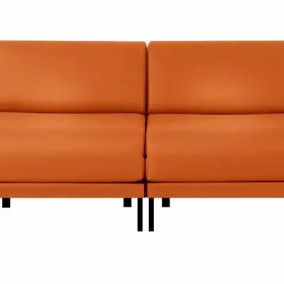 Fauteuils - Canapé lit Français 2 places Design BOSS DUO 140 SMALL sans accoudoirs : Coloris - CUIR - Orange 0837 - LIKOOLIS