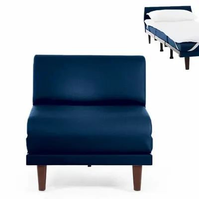 Fauteuils - Fauteuil lit Français 1 Place PACHA 70 SMALL sans accoudoirs : Coloris - Cuir-artificiel / MARINE - Combi - BLEU FONCé - LIKOOLIS