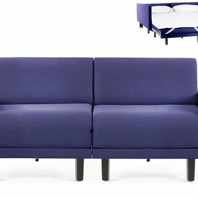 Fauteuils - Canapé lit Français 2 Places ROLLER DUO 140 LARGE accoudoirs amovibles : Coloris - Tissu / BLEU MARINE - Filo - Blue - LIKOOLIS