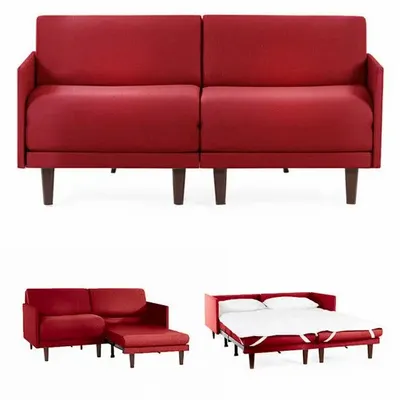 Fauteuils - Canapé lit Français 2 places PACHA DUO 160 MEDIUM accoudoirs amovibles : Coloris - Tissu / ROUGE - FIlo - Red - LIKOOLIS