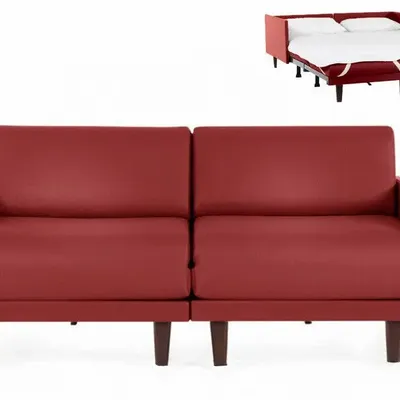 Fauteuils - Canapé lit Français 2 places PACHA DUO 160 MEDIUM accoudoirs amovibles : Coloris - Tissu / ROUGE - FIlo - Red - LIKOOLIS