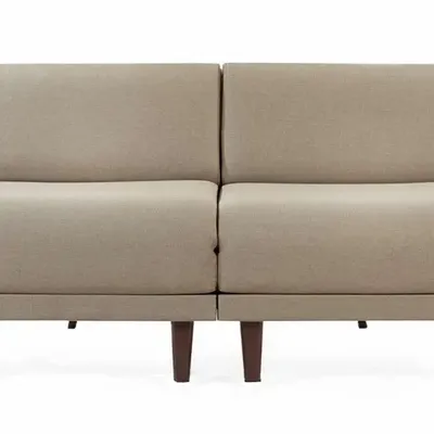 Armchairs - PACHA DUO 140 MEDIUM 2-seater French sofa bed with removable armrests: Colour - Fabric / HEATHER BROWN - Filo - Taupe - LIKOOLIS