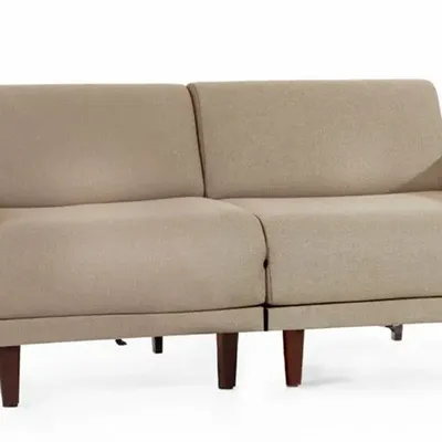 Fauteuils - Canapé lit Français 2 places PACHA DUO 160 MEDIUM accoudoirs amovibles : Coloris - Tissu / MARRON CHINé - Filo - Taupe - LIKOOLIS