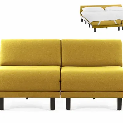 Armchairs - French 2/3 Seater Sofa Bed ROLLER DUO 160 SMALL without armrests : Colour - Fabric / MUSTARD YELLOW - Filo - Yellow - LIKOOLIS