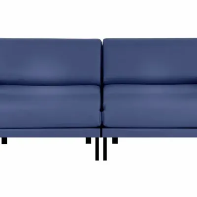 Armchairs - French 2/3 seater sofa bed BOSS DUO 160 MEDIUM removable armrests : Colour - Artificial leather / NAVY - Combi - DARK BLUE - LIKOOLIS