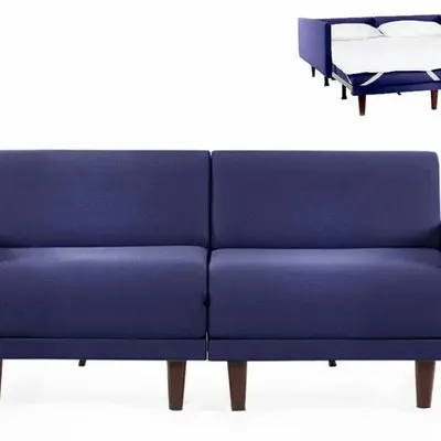 Armchairs - PACHA DUO 140 LARGE 2/3-seater French sofa bed with removable armrests: Colour - Fabric / NAVY BLUE - Filo - Blue - LIKOOLIS