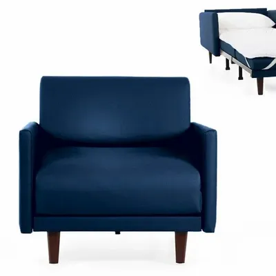 Fauteuils - Fauteuil lit Français 1 Place PACHA 80 LARGE accoudoirs amovibles : Coloris - Cuir-artificiel / MARINE - Combi - BLEU FONCé - LIKOOLIS