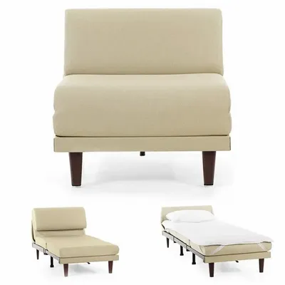 Armchairs - PACHA 70 SMALL 1-seater French armchair bed without armrests : Colour - Fabric / CASE - Filo - Marfil - LIKOOLIS