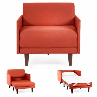 Armchairs - PACHA 70 MEDIUM 1-seater French armchair bed with removable armrests: Colour - Fabric / ORANGE - Filo - Orange - LIKOOLIS