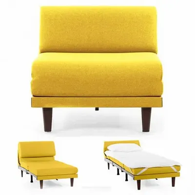 Fauteuils - Fauteuil lit Français 1 Place PACHA 70 SMALL sans accoudoirs : Coloris - Tissu / JAUNE MOUTARDE - Filo - Yellow - LIKOOLIS