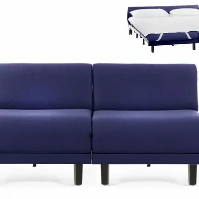 Fauteuils - Canapé lit Français 2/3 Places ROLLER DUO 160 SMALL sans accoudoirs : Coloris - Tissu / BLEU MARINE - Filo - Blue - LIKOOLIS