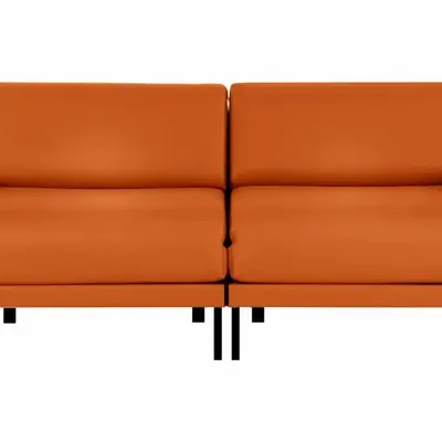 Fauteuils - Canapé lit Français 2/3 places BOSS DUO 160 MEDIUM accoudoirs amovibles : Coloris - CUIR - Orange 0837 - LIKOOLIS
