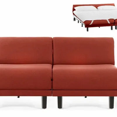 Armchairs - French 2/3 Seater Sofa Bed ROLLER DUO 160 SMALL without armrests : Colour - Fabric / ORANGE - Filo - Orange - LIKOOLIS