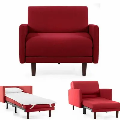 Armchairs - PACHA 80 LARGE 1-seater French armchair bed with removable armrests: Colour - Fabric / RED - FIlo - Red - LIKOOLIS