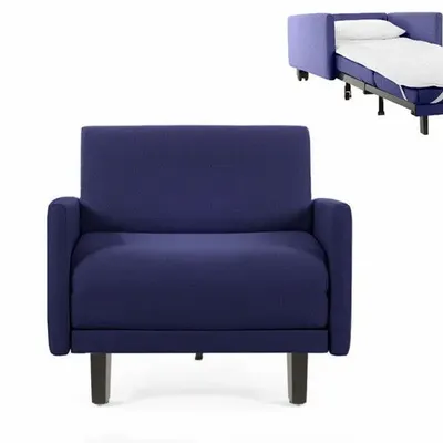 Fauteuils - Fauteuil lit Français 1 Place ROLLER 70 LARGE accoudoirs amovibles : Coloris - Tissu / BLEU MARINE - Filo - Blue - LIKOOLIS