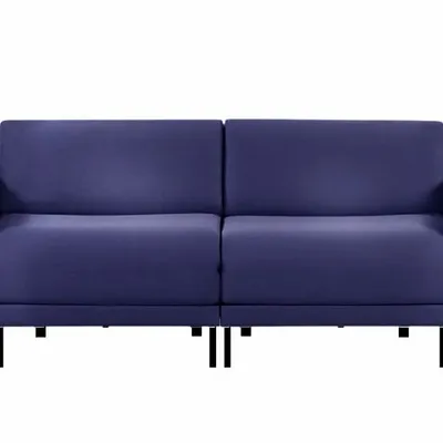 Armchairs - BOSS DUO 140 MEDIUM 2-seater French sofa bed with removable armrests: Colour - Fabric / NAVY BLUE - Filo - Blue - LIKOOLIS