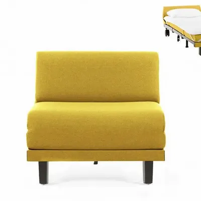 Armchairs - French 1-seater sofa bed ROLLER 70 SMALL without armrests : Colour - Fabric / MUSTARD YELLOW - Filo - Yellow - LIKOOLIS