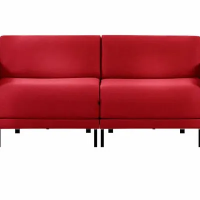 Fauteuils - Canapé lit Français 2 places BOSS DUO 140 MEDIUM accoudoirs amovibles : Coloris - Tissu / ROUGE - FIlo - Red - LIKOOLIS