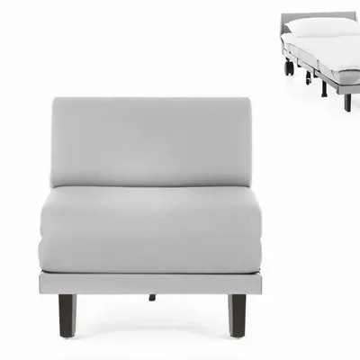 Armchairs - French 1-seater sofa bed ROLLER 70 SMALL without armrests: Colour - Artificial-leather / LIGHT GREY - COMBI - STONE - LIKOOLIS