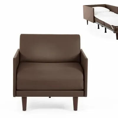 Armchairs - French 1-seater armchair bed PACHA 80 MEDIUM removable armrests: Colour - LEATHER - Taupe brown 0813 - LIKOOLIS