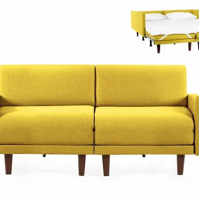 Fauteuils - Canapé lit Français 2/3places PACHA DUO 160 LARGE accoudoirs amovibles : Coloris - Tissu / JAUNE MOUTARDE - Filo - Yellow - LIKOOLIS