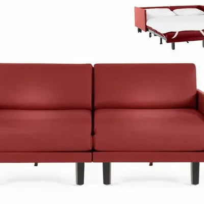 Fauteuils - Canapé lit Français 2Places ROLLER DUO 140 MEDIUM accoudoirs amovibles : Coloris - Cuir-artificiel / ROUGE - Combi - ROUGE - LIKOOLIS