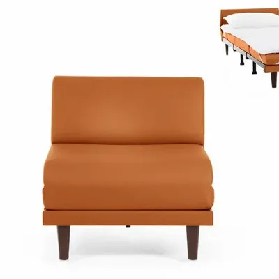 Fauteuils - Fauteuil lit Français 1 Place PACHA 70 SMALL sans accoudoirs : Coloris - CUIR - Orange 0837 - LIKOOLIS