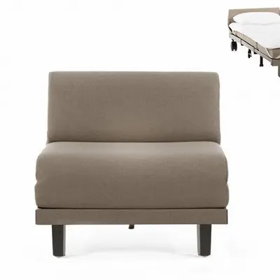 Fauteuils - Fauteuil lit Français 1 Place ROLLER 80 SMALL sans accoudoirs : Coloris - Tissu / MARRON CHINé - Filo - Taupe - LIKOOLIS