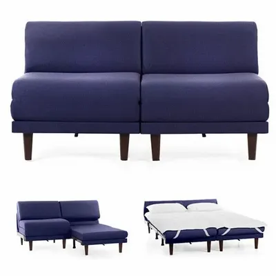 Armchairs - PACHA DUO 140 SMALL 2-seater French sofa bed without armrests : Colour - Fabric / NAVY BLUE - Filo - Blue - LIKOOLIS