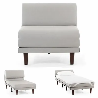 Armchairs - PACHA 80 SMALL 1-seater French armchair bed without armrests: Colour - Fabric / LIGHT GREY - Filo - Light grey - LIKOOLIS