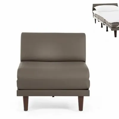 Fauteuils - Fauteuil lit Français 1 Place PACHA 80 SMALL sans accoudoirs : Coloris - CUIR - Gris 0819 - LIKOOLIS