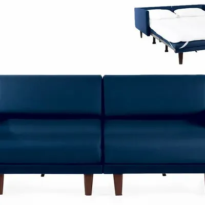 Fauteuils - Canapé lit Français 2/3places PACHA DUO 140 LARGE accoudoirs amovibles : Coloris - Cuir-artificiel / MARINE - Combi - BLEU FONCé - LIKOOLIS