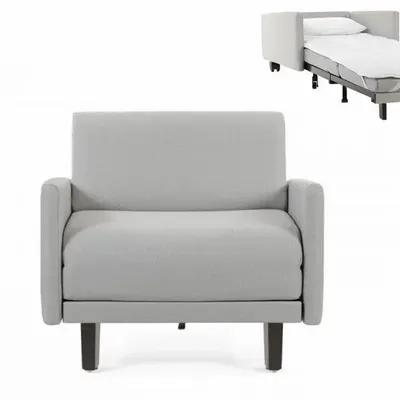 Armchairs - French 1-seater armchair bed ROLLER 70 LARGE removable armrests : Colour - Fabric / LIGHT GREY - Filo - Light grey - LIKOOLIS
