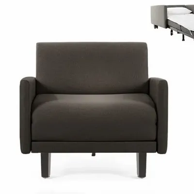 Armchairs - 1-seater French armchair bed ROLLER 70 LARGE removable armrests : Colour - Fabric / DARK GREY - Filo - Dark grey - LIKOOLIS
