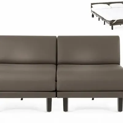 Armchairs - French 2/3 Seater Sofa Bed ROLLER DUO 160 SMALL without armrests : Colour - Artificial leather / LIGHT GREY - COMBI - STONE - LIKOOLIS