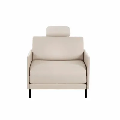 Armchairs - French 1-seater armchair bed BOSS 70 MEDIUM with removable armrests: Colour - LEATHER - White 010 - LIKOOLIS