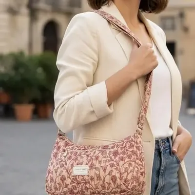 Bags and totes - Quilted zero-waste sari sling bag - I WAS A SARI